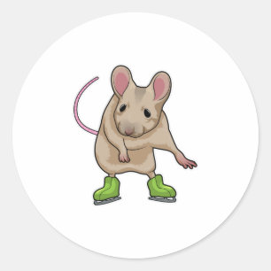Mouse Ice skating Ice skates Classic Round Sticker