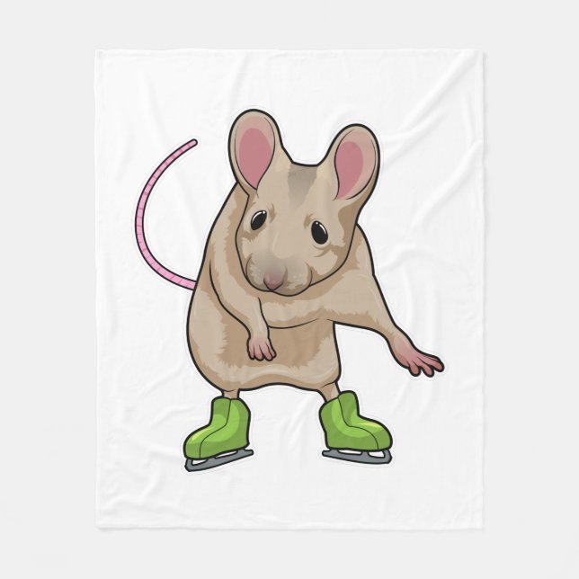 Mouse Ice skating Ice skates Fleece Blanket (Front)