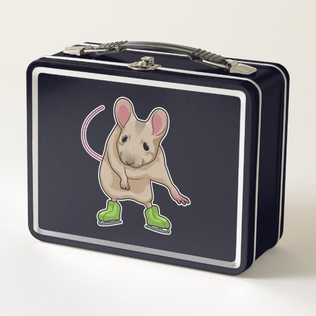 Mouse Ice skating Ice skates Metal Lunch Box (Front)