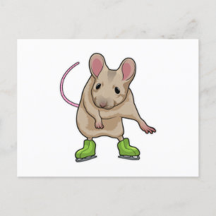 Mouse Ice skating Ice skates Postcard