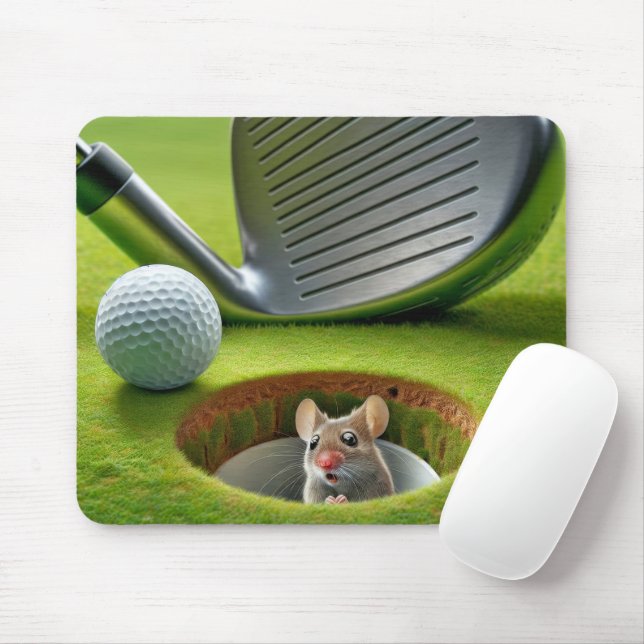 Mouse In a Golf Course Hole Mouse Pad (With Mouse)