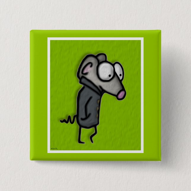 Mouse in a Trench 15 Cm Square Badge (Front)