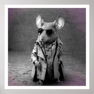 Mouse in a Trench Coat Poster
