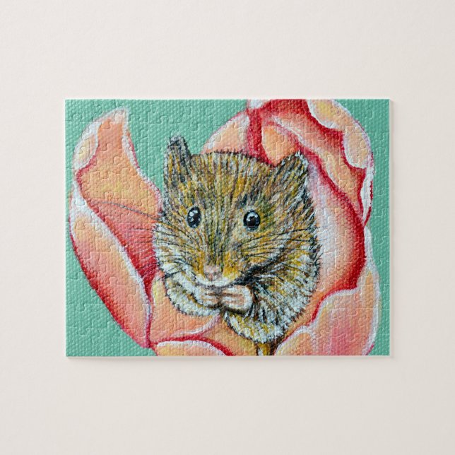 Mouse in a Tulip Painting Jigsaw Puzzle (Horizontal)