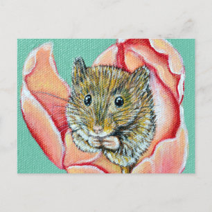 Mouse in a Tulip Painting Postcard