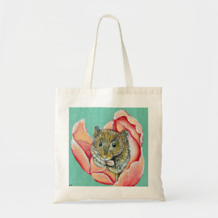 Mouse in a Tulip Painting Tote Bag
