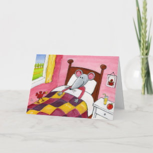 Mouse in Bed - Get Well Card
