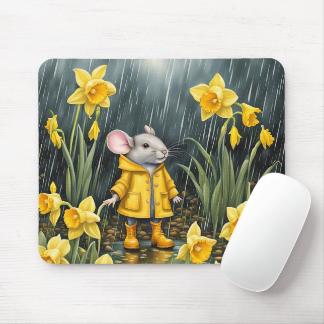 Mouse In Daffodils and Rain Pad (With Mouse)