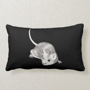 Mouse in Pencil: Realism Pencil Drawing Lumbar Cushion
