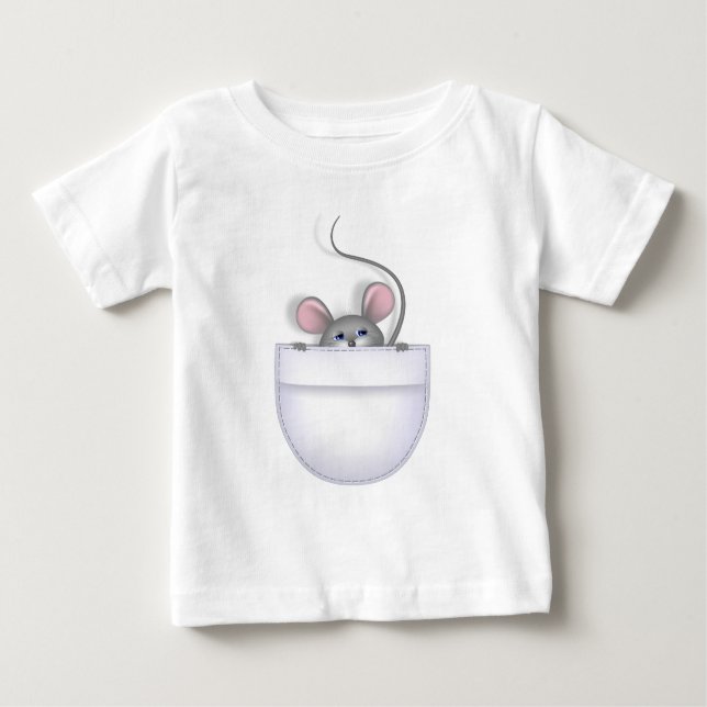 Mouse in Pocket Baby T-Shirt (Front)