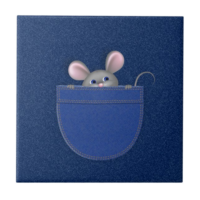Mouse in Pocket Ceramic Tile (Front)