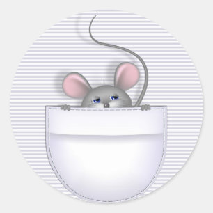 Mouse in Pocket Classic Round Sticker