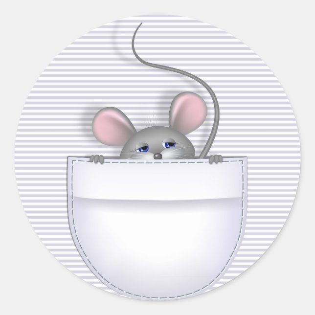 Mouse in Pocket Classic Round Sticker (Front)