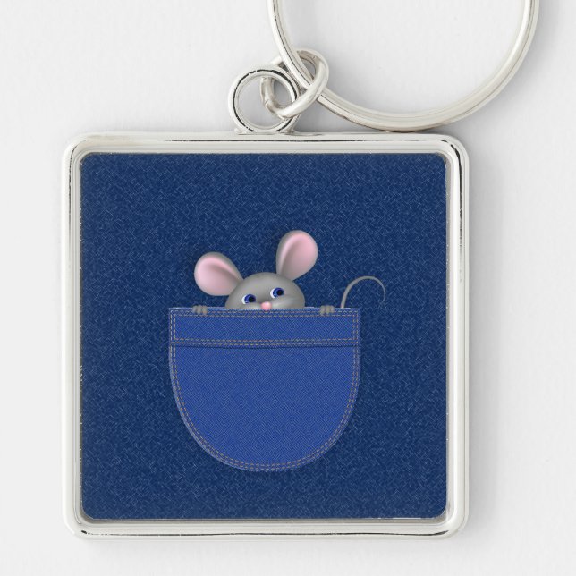 Mouse in Pocket Key Ring (Front)