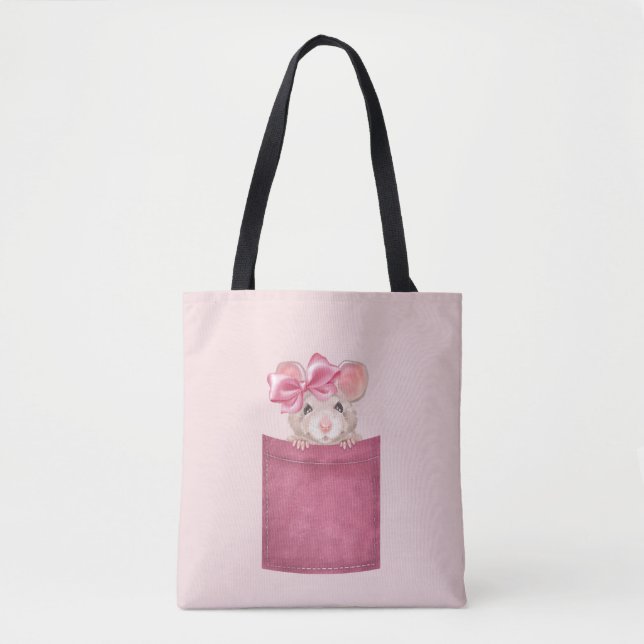 Mouse in pocket. Pink version Tote Bag (Front)