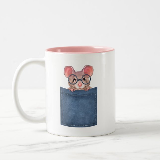 Mouse in pocket Two-Tone coffee mug (Left)