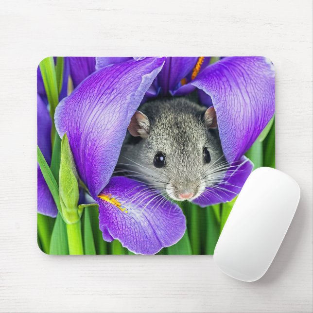Mouse In Purple Iris Pad (With Mouse)
