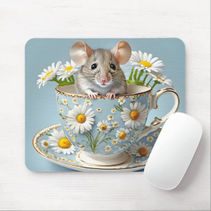 Mouse in Teacup With Daisies Pad