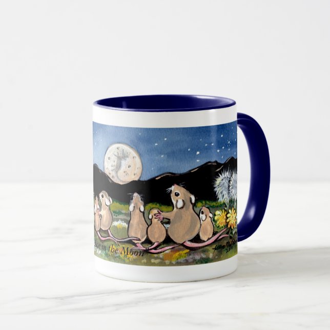 "Mouse in the Moon", Mice Watching the Moon Mug (Front Right)