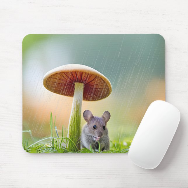 Mouse In The Rain Mouse Pad (With Mouse)