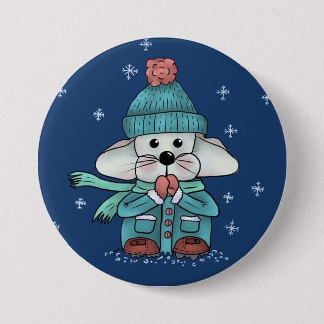 Mouse in the snow 7.5 cm round badge (Front)