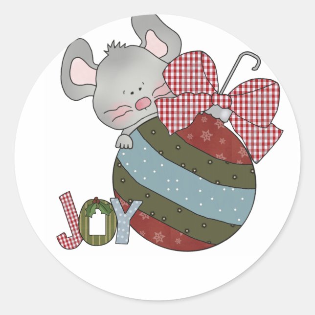 Mouse Joy Holiday T-shirts and Gifts Classic Round Sticker (Front)