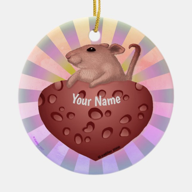 Mouse Love  Ceramic Ornament (Front)