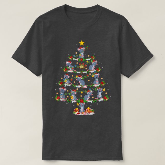 Mouse Lover Xmas Lights Mouse Christmas Tree  T-Shirt (Design Front)