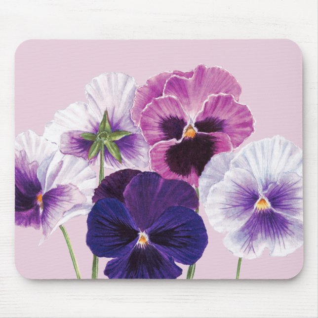 Mouse Mat - Floral Pansy Design (Front)