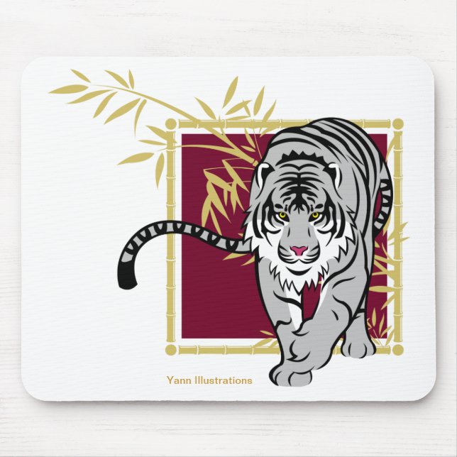 Mouse mat “white Tiger and bamboo " (Front)