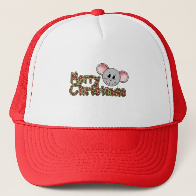 Mouse Merry Christmas Tshirts and gifts Trucker Hat (Front)