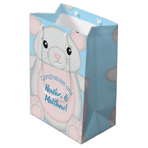 Mouse Mice Baby Shower Blue Medium Gift Bag