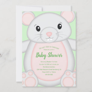 Mouse Mice Baby Shower Green Invitation
