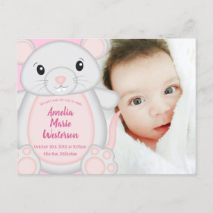 Mouse Mice Baby Shower Pink Postcard