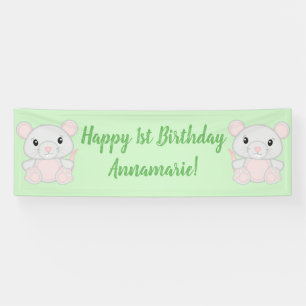 Mouse Mice Birthday Party Green Banner