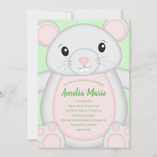 Mouse Mice Birthday Party Green Invitation