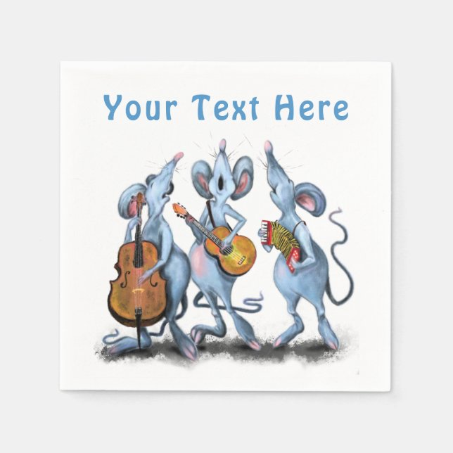 Mouse Music Band Napkins - Custom Text Name (Front)