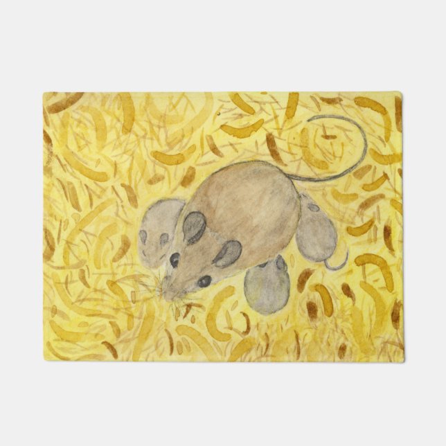 Mouse Nest Watercolor Doormat (Front)