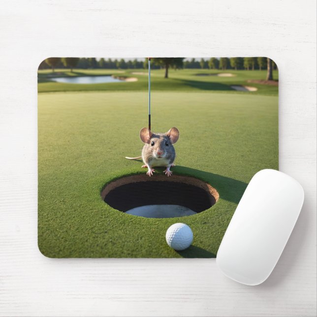 Mouse On a Golf Course Mouse Pad (With Mouse)