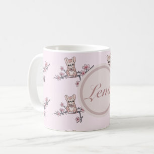 mouse on branch of flowers, personalized coffee mug