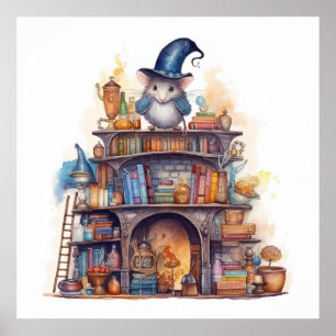Mouse on top of books 4 poster