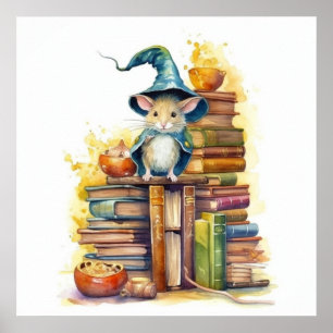 Mouse on top of books 5 poster