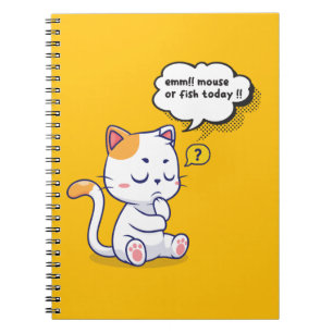 Mouse or Fish? – funny pet- Deep Thinking Cat Notebook