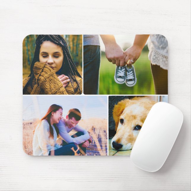 Mouse Pad 4 Photo Template Rounded (With Mouse)