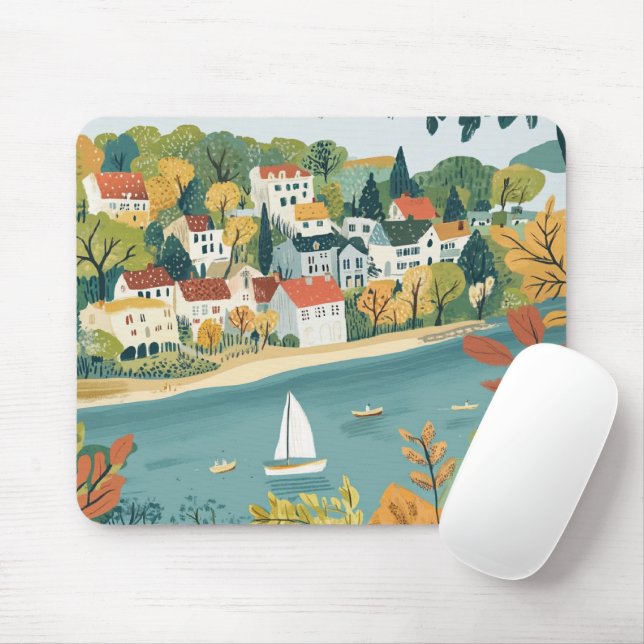 Mouse Pad, autumn village Pad (With Mouse)