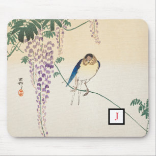 Mouse pad BIRD ON BRANCH JAPANESE CUSTOM INITIAL