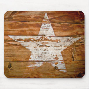 Mouse pad, Country Wood Grain Rustic White Star Pad