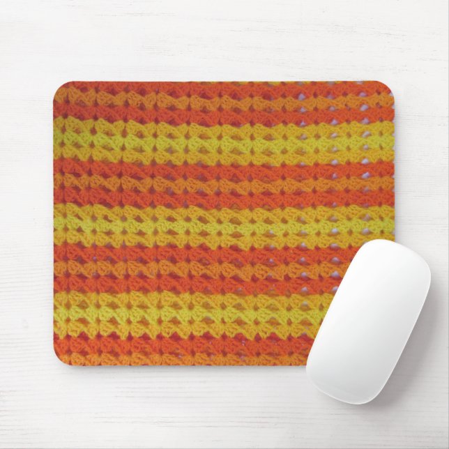 Mouse Pad - Crochet Pattern of Orange Shells (With Mouse)