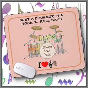 MOUSE PAD -Drummer-Rock 'n' Roll Band: Org/Yel/Grn