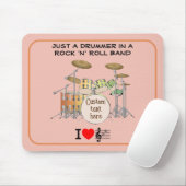 MOUSE PAD -Drummer-Rock 'n' Roll Band: Org/Yel/Grn (With Mouse)